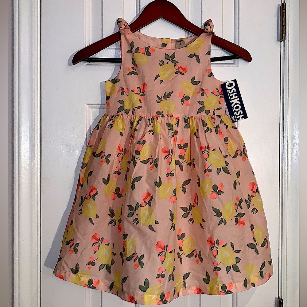 OshKosh Bgosh Pink Dress with Lemons size 5T, 100% Cotton